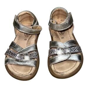 Old Soles Silver Leather Slingback Sandals Toddler Girls Size 23 US 7M